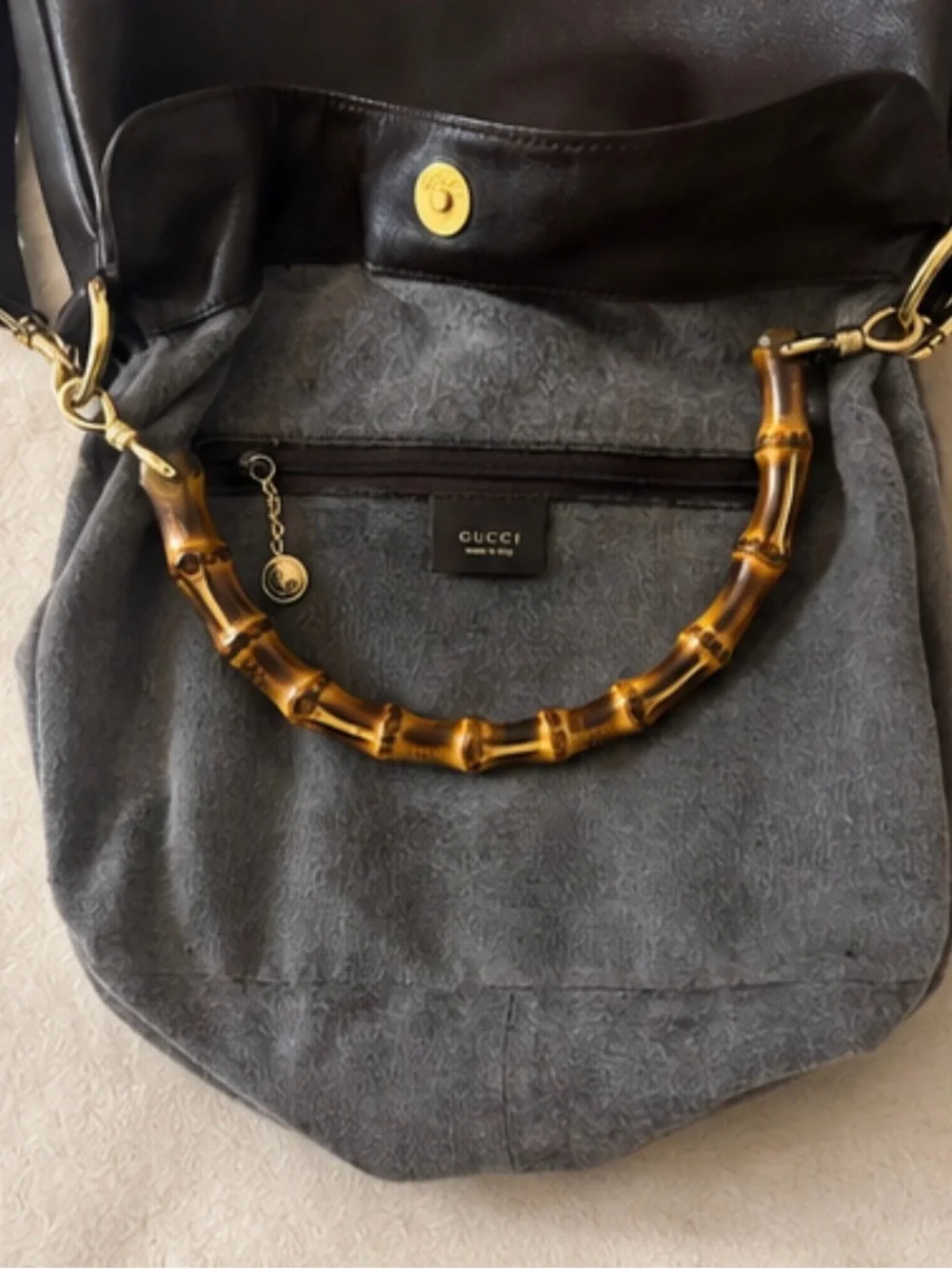Gucci brown & gold Bamboo Shoulder Bag